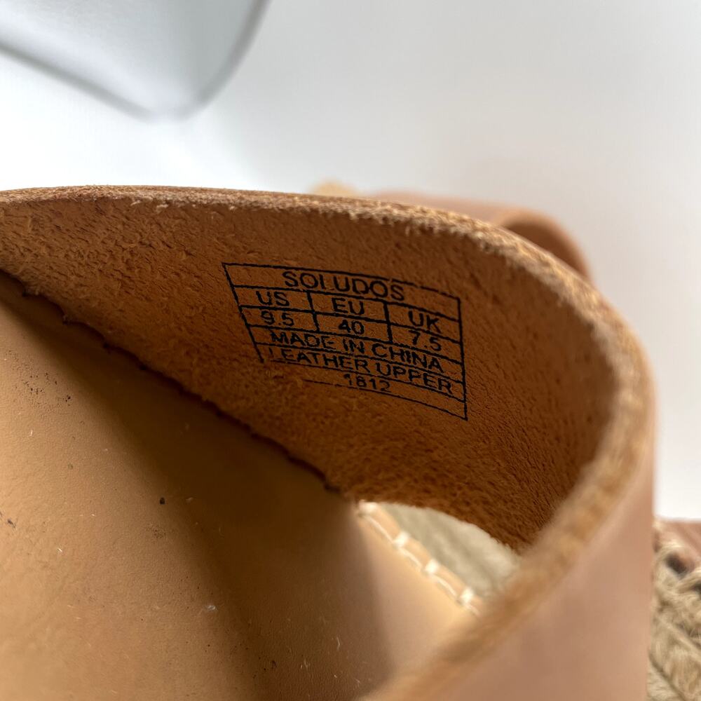 SOLUDOS  Minorca Beige Leather Espadrille Platform Sandals  Size 9,5 vacation - Picture 8 of 12